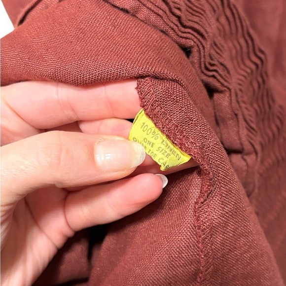 Krista Larson 100% Linen Lagenlook Midi Skirt Bohemian Terracotta Red - Picture 10 of 13